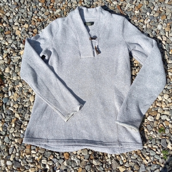 Eddie Bauer Sweater Women's  Shawl Outdoor Fleece Gray Medium - Picture 1 of 5